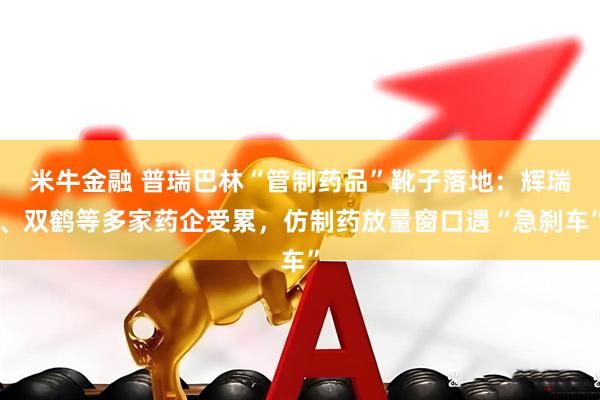 米牛金融 普瑞巴林“管制药品”靴子落地：辉瑞、双鹤等多家药企受累，仿制药放量窗口遇“急刹车”